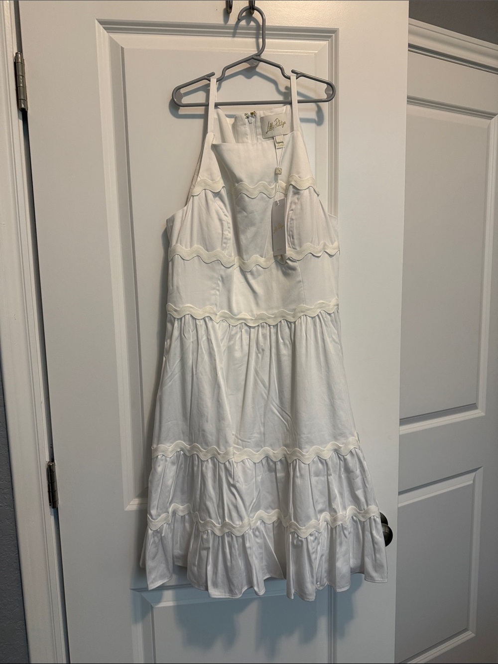Lilly Pulitzer White Tiered Scallop-Trim Sundress